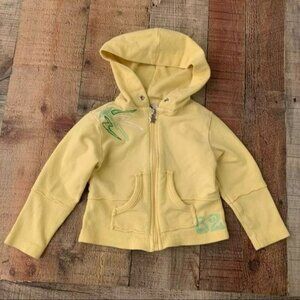 Girls athletic works yellow zip up hoodie with lightening bolts and stars - 24M
